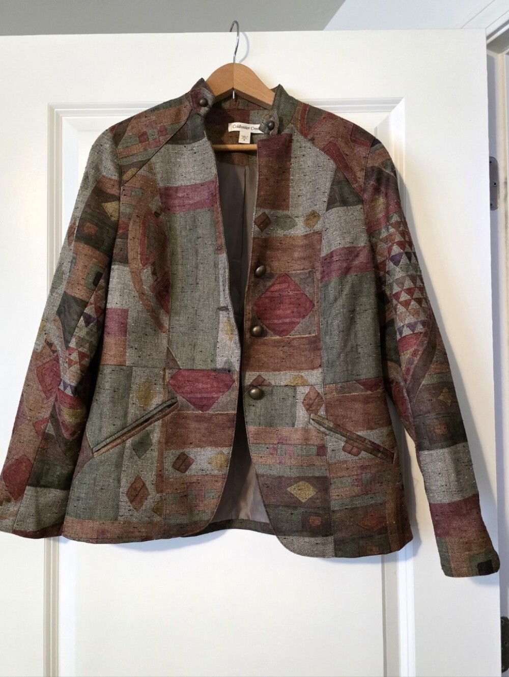 Vintage Boho Western Chic Blazer Jaxket Coldwater Creek Brass Tone Buttons